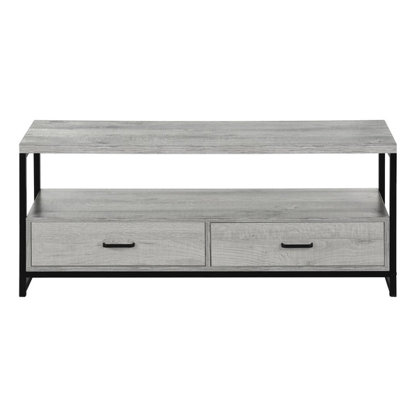 Monarch Specialties Tv Stand, 48 Inch, Console, Media Entertainment Center, Storage Drawers, Living Room, Bedroom, Grey Laminate, Black Metal, Contemporary, Modern Grey,Black, Black Particle Board,Metal I 2871