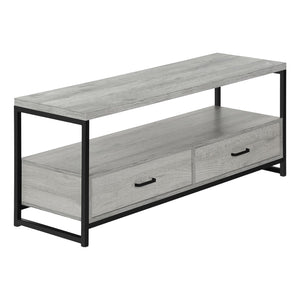 Monarch Specialties Tv Stand, 48 Inch, Console, Media Entertainment Center, Storage Drawers, Living Room, Bedroom, Grey Laminate, Black Metal, Contemporary, Modern Grey,Black, Black Particle Board,Metal I 2871