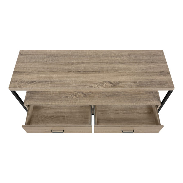 Monarch Specialties Tv Stand, 48 Inch, Console, Media Entertainment Center, Storage Drawers, Living Room, Bedroom, Brown Laminate, Black Metal, Contemporary, Modern Dark Taupe Particle Board,Metal I 2872