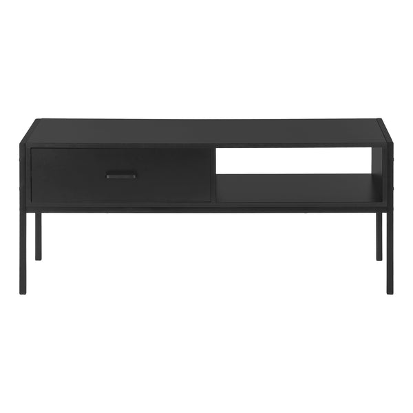 Monarch Specialties Tv Stand, 48 Inch, Console, Media Entertainment Center, Storage Drawer, Living Room, Bedroom, Black Laminate, Black Metal, Contemporary, Modern Black Particle Board,Metal I 2874
