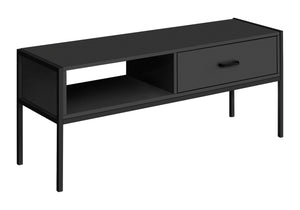 Monarch Specialties Tv Stand, 48 Inch, Console, Media Entertainment Center, Storage Drawer, Living Room, Bedroom, Black Laminate, Black Metal, Contemporary, Modern Black Particle Board,Metal I 2874