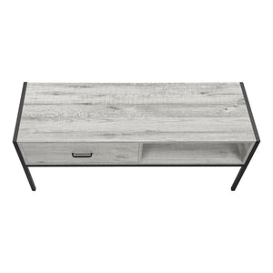 Monarch Specialties Tv Stand, 48 Inch, Console, Media Entertainment Center, Storage Drawer, Living Room, Bedroom, Grey Laminate, Black Metal, Contemporary, Modern Grey Particle Board,Metal I 2875