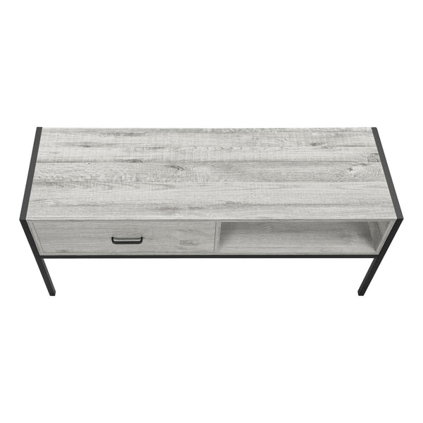 Monarch Specialties Tv Stand, 48 Inch, Console, Media Entertainment Center, Storage Drawer, Living Room, Bedroom, Grey Laminate, Black Metal, Contemporary, Modern Grey Particle Board,Metal I 2875