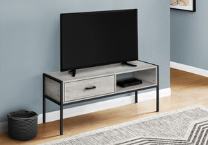 Monarch Specialties Tv Stand, 48 Inch, Console, Media Entertainment Center, Storage Drawer, Living Room, Bedroom, Grey Laminate, Black Metal, Contemporary, Modern Grey Particle Board,Metal I 2875