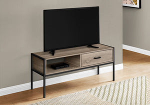Monarch Specialties Tv Stand, 48 Inch, Console, Media Entertainment Center, Storage Drawer, Living Room, Bedroom, Brown Laminate, Black Metal, Contemporary, Modern Dark Taupe,Black, Black Particle Board,Metal I 2876