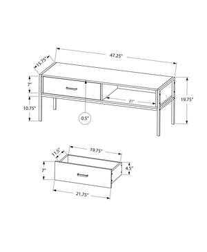Monarch Specialties Tv Stand, 48 Inch, Console, Media Entertainment Center, Storage Drawer, Living Room, Bedroom, Brown Laminate, Black Metal, Contemporary, Modern Dark Taupe,Black, Black Particle Board,Metal I 2876