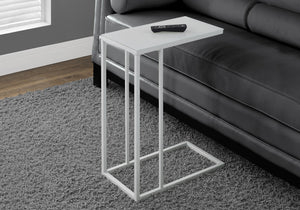Monarch Specialties Accent Table, C-shaped, End, Side, Snack, Living Room, Bedroom, Tempered Glass, White Metal, Contemporary, Modern White Metal,Glass,Tempered Glass I 3037