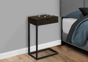 Monarch Specialties Accent Table, C-shaped, End, Side, Snack, Storage Drawer, Living Room, Bedroom, Brown Laminate, Black Metal, Contemporary, Modern Espresso,Black, Black Laminate,Particle Board,Metal I 3069