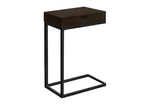 Monarch Specialties Accent Table, C-shaped, End, Side, Snack, Storage Drawer, Living Room, Bedroom, Brown Laminate, Black Metal, Contemporary, Modern Espresso,Black, Black Laminate,Particle Board,Metal I 3069