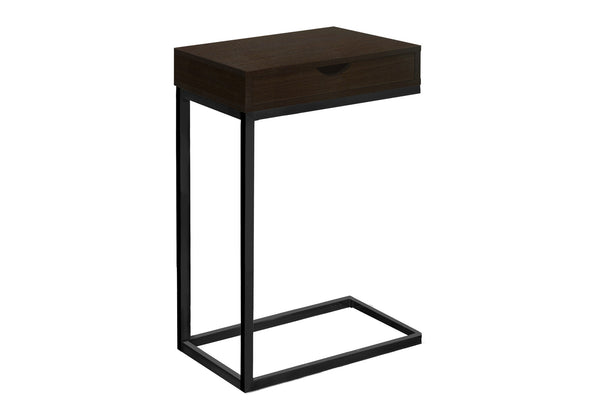 Monarch Specialties Accent Table, C-shaped, End, Side, Snack, Storage Drawer, Living Room, Bedroom, Brown Laminate, Black Metal, Contemporary, Modern Espresso,Black, Black Laminate,Particle Board,Metal I 3069