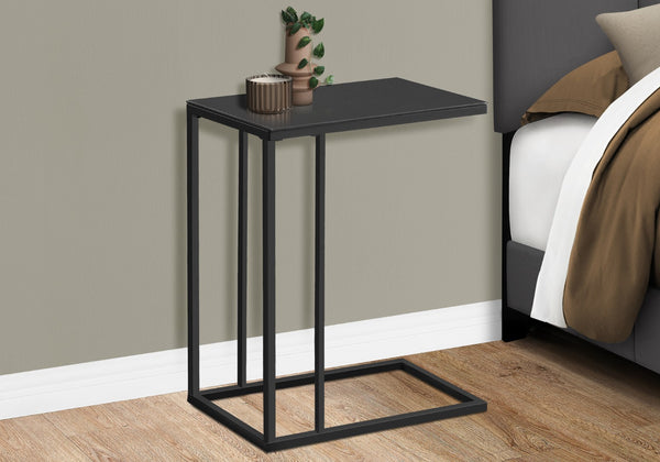 Monarch Specialties Accent Table, C-shaped, End, Side, Snack, Living Room, Bedroom, Black Tempered Glass, Black Metal, Contemporary, Modern Black Metal,Glass,Tempered Glass I 3087