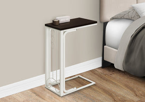 Monarch Specialties Accent Table, C-shaped, End, Side, Snack, Living Room, Bedroom, Brown Laminate, Grey Metal, Transitional Cherry,White, White Mdf,Metal I 3136