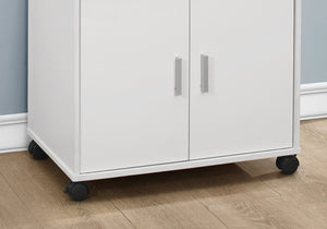 Monarch Specialties Kitchen Cart, Rolling Mobile, Storage, Utility, White Laminate, Contemporary, Modern White Particle Board,Laminate I 3139