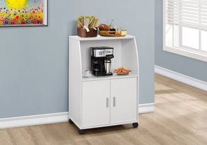 Monarch Specialties Kitchen Cart, Rolling Mobile, Storage, Utility, White Laminate, Contemporary, Modern White Particle Board,Laminate I 3139