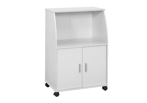 Monarch Specialties Kitchen Cart, Rolling Mobile, Storage, Utility, White Laminate, Contemporary, Modern White Particle Board,Laminate I 3139