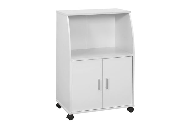 Monarch Specialties Kitchen Cart, Rolling Mobile, Storage, Utility, White Laminate, Contemporary, Modern White Particle Board,Laminate I 3139