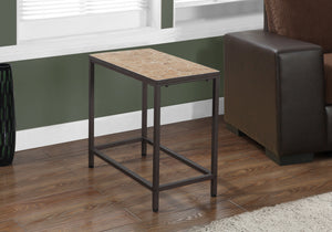 Monarch Specialties Accent Table, Side, End, Nightstand, Lamp, Living Room, Bedroom, Brown Tile, Brown Metal, Transitional Brown Metal I 3163