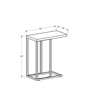 Monarch Specialties Accent Table, C-shaped, End, Side, Snack, Living Room, Bedroom, Brown Tile, Brown Metal, Transitional Brown,White, White Metal I 3164