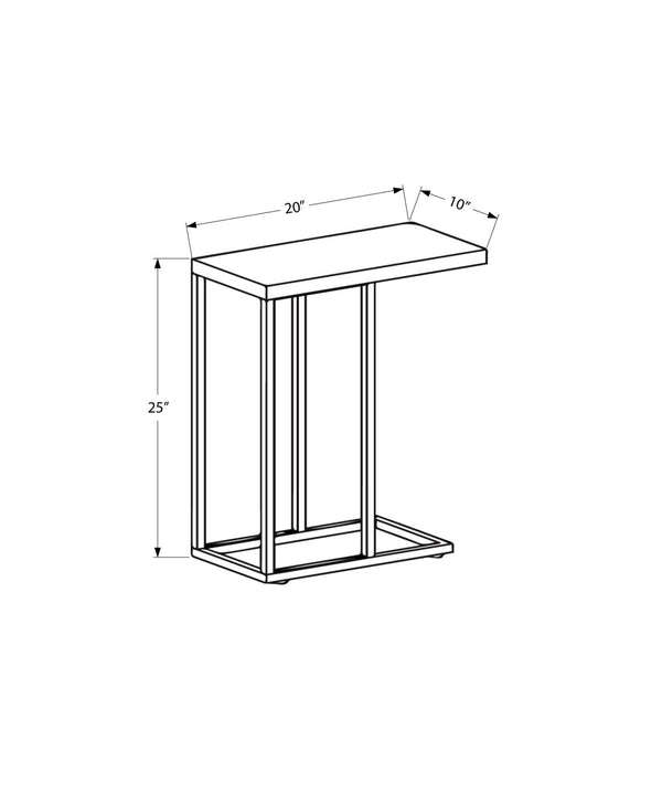 Monarch Specialties Accent Table, C-shaped, End, Side, Snack, Living Room, Bedroom, Brown Tile, Brown Metal, Transitional Brown,White, White Metal I 3164