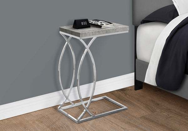 Monarch Specialties Accent Table, C-shaped, End, Side, Snack, Living Room, Bedroom, Grey Laminate, Chrome Metal, Contemporary, Modern Grey Mdf,Metal I 3185