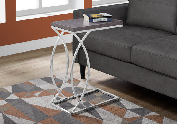 Monarch Specialties Accent Table, C-shaped, End, Side, Snack, Living Room, Bedroom, Grey Laminate, Chrome Metal, Contemporary, Modern Grey Mdf,Metal I 3187