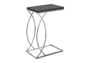 Monarch Specialties Accent Table, C-shaped, End, Side, Snack, Living Room, Bedroom, Grey Laminate, Chrome Metal, Contemporary, Modern Grey Mdf,Metal I 3187