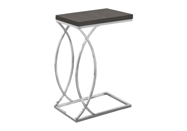 Monarch Specialties Accent Table, C-shaped, End, Side, Snack, Living Room, Bedroom, Grey Laminate, Chrome Metal, Contemporary, Modern Grey Mdf,Metal I 3187