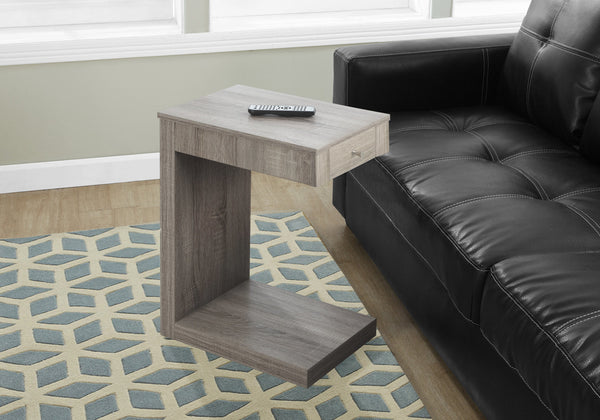 Monarch Specialties Accent Table, C-shaped, End, Side, Snack, Storage Drawer, Living Room, Bedroom, Brown Laminate, Contemporary, Modern Dark Taupe Particle Board,Hollow,Core,Laminate,Mdf I 3191