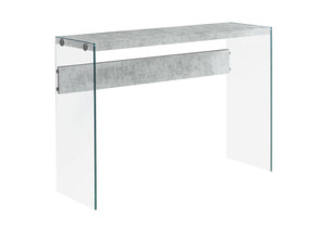 Monarch Specialties Accent Table, Console, Entryway, Narrow, Sofa, Living Room, Bedroom, Grey Laminate, Clear Tempered Glass, Contemporary, Modern Grey,Clear, Clear Particle Board,Glass,Laminate,Tempered Glass I 3232