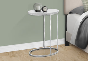 Monarch Specialties Accent Table, C-shaped, End, Side, Snack, Living Room, Bedroom, Glossy White Laminate, Chrome Metal, Contemporary, Modern White Particle Board,Metal I 3246