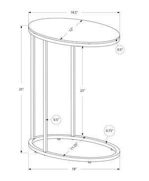Monarch Specialties Accent Table, C-shaped, End, Side, Snack, Living Room, Bedroom, Glossy White Laminate, Chrome Metal, Contemporary, Modern White Particle Board,Metal I 3246
