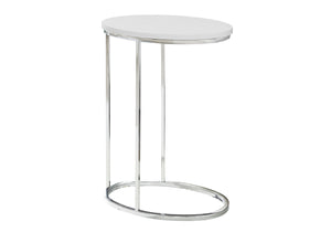 Monarch Specialties Accent Table, C-shaped, End, Side, Snack, Living Room, Bedroom, Glossy White Laminate, Chrome Metal, Contemporary, Modern White Particle Board,Metal I 3246