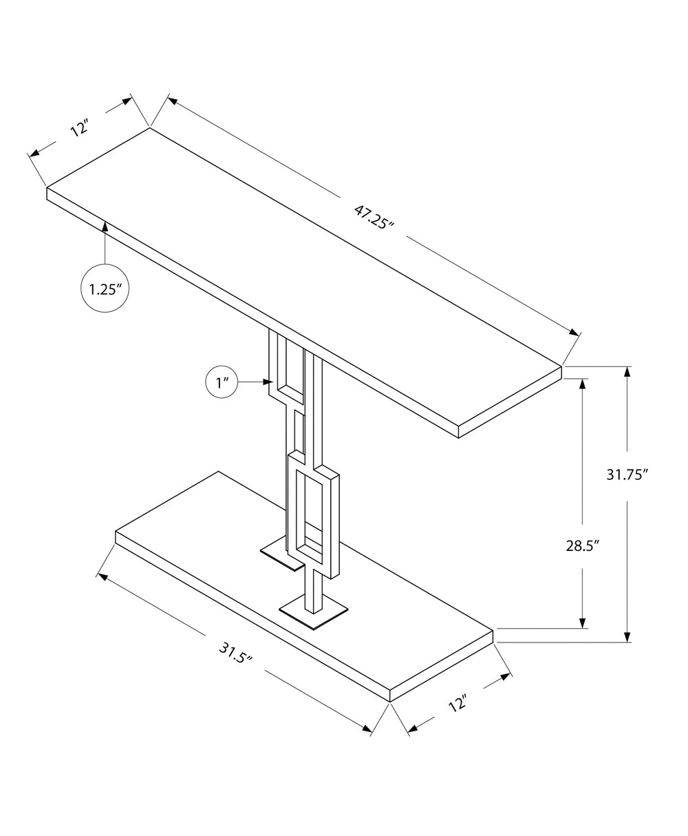 Monarch Specialties Accent Table, Console, Entryway, Narrow, Sofa, Living Room, Bedroom, Glossy White Laminate, Chrome Metal, Contemporary, Modern White Particle Board,Metal I 3266