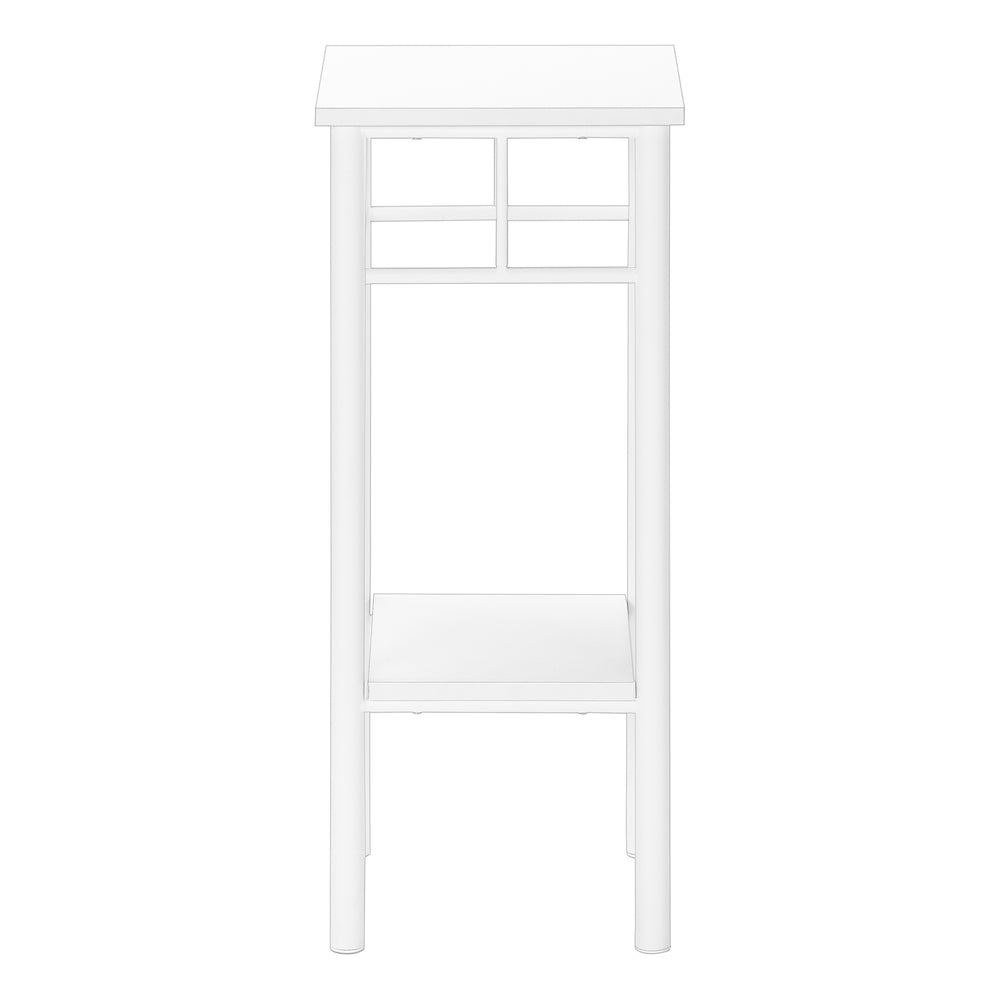 Monarch Specialties Accent Table, Side, End, Plant Stand, Square, Living Room, Bedroom, White Laminate, White, Contemporary, Modern White Mdf,Metal I 3279