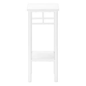 Monarch Specialties Accent Table, Side, End, Plant Stand, Square, Living Room, Bedroom, White Laminate, White, Contemporary, Modern White Mdf,Metal I 3279