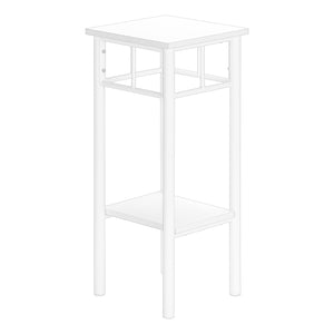Monarch Specialties Accent Table, Side, End, Plant Stand, Square, Living Room, Bedroom, White Laminate, White, Contemporary, Modern White Mdf,Metal I 3279