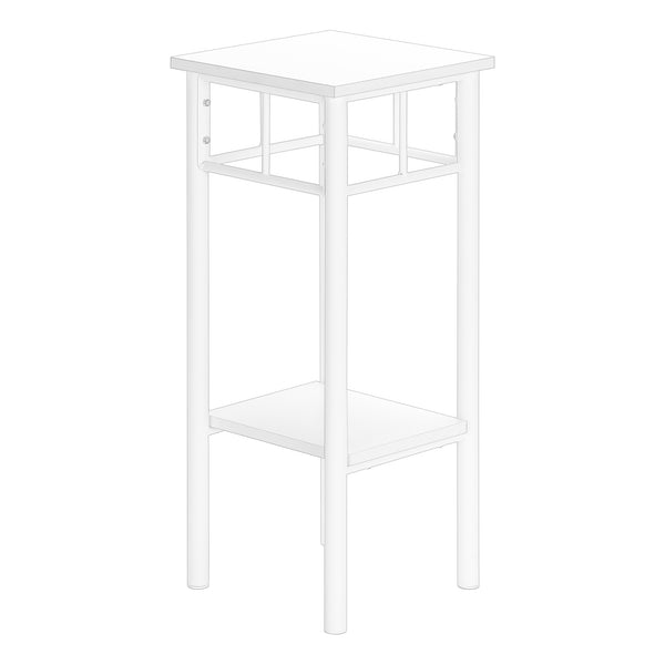 Monarch Specialties Accent Table, Side, End, Plant Stand, Square, Living Room, Bedroom, White Laminate, White, Contemporary, Modern White Mdf,Metal I 3279