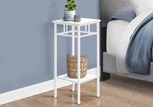 Monarch Specialties Accent Table, Side, End, Plant Stand, Square, Living Room, Bedroom, White Laminate, White, Contemporary, Modern White Mdf,Metal I 3279
