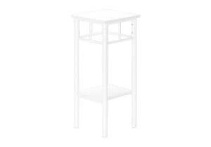 Monarch Specialties Accent Table, Side, End, Plant Stand, Square, Living Room, Bedroom, White Laminate, White, Contemporary, Modern White Mdf,Metal I 3279