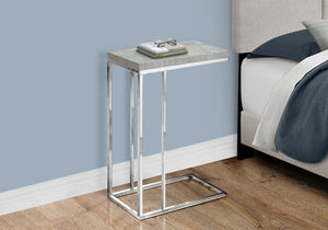 Monarch Specialties Accent Table, C-shaped, End, Side, Snack, Living Room, Bedroom, Grey Laminate, Chrome Metal, Contemporary, Modern Grey Particle Board,Laminate,Metal I 3372
