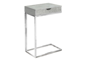 Monarch Specialties Accent Table, C-shaped, End, Side, Snack, Storage Drawer, Living Room, Bedroom, Grey Laminate, Chrome Metal, Contemporary, Modern Grey Laminate,Particle Board,Metal I 3373
