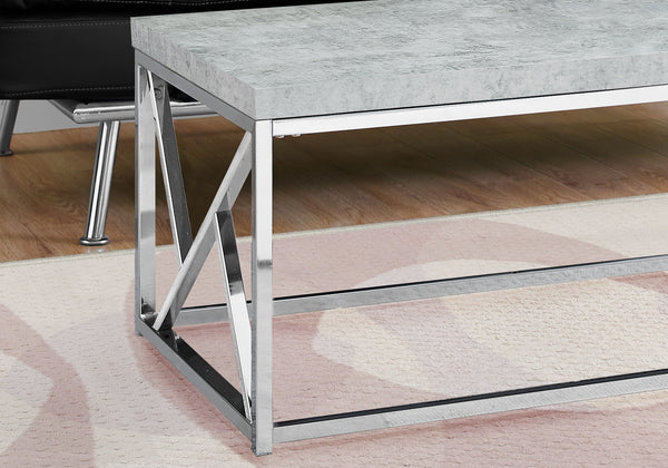 Monarch Specialties Coffee Table, Accent, Cocktail, Rectangular, Living Room, 48"L, Grey Laminate, Chrome Metal, Contemporary, Modern Grey Particle Board,Laminate,Metal I 3375