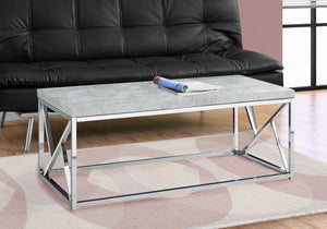 Monarch Specialties Coffee Table, Accent, Cocktail, Rectangular, Living Room, 48"L, Grey Laminate, Chrome Metal, Contemporary, Modern Grey Particle Board,Laminate,Metal I 3375