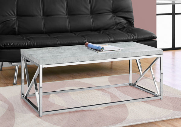 Monarch Specialties Coffee Table, Accent, Cocktail, Rectangular, Living Room, 48"L, Grey Laminate, Chrome Metal, Contemporary, Modern Grey Particle Board,Laminate,Metal I 3375