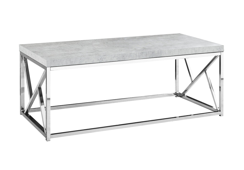 Monarch Specialties Coffee Table, Accent, Cocktail, Rectangular, Living Room, 48"L, Grey Laminate, Chrome Metal, Contemporary, Modern Grey Particle Board,Laminate,Metal I 3375