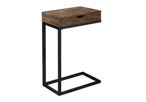 Monarch Specialties Accent Table, C-shaped, End, Side, Snack, Storage Drawer, Living Room, Bedroom, Brown Laminate, Black Metal, Contemporary, Modern Brown,Black, Black Laminate,Particle Board,Metal I 3406