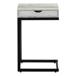 Monarch Specialties Accent Table, C-shaped, End, Side, Snack, Storage Drawer, Living Room, Bedroom, Grey Laminate, Black Metal, Contemporary, Modern Grey,Black, Black Laminate,Particle Board,Metal I 3407