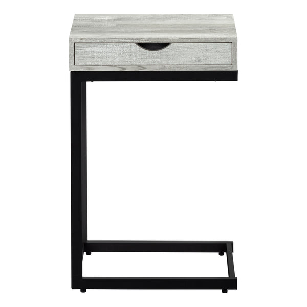 Monarch Specialties Accent Table, C-shaped, End, Side, Snack, Storage Drawer, Living Room, Bedroom, Grey Laminate, Black Metal, Contemporary, Modern Grey,Black, Black Laminate,Particle Board,Metal I 3407