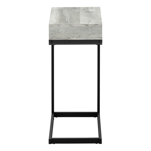 Monarch Specialties Accent Table, C-shaped, End, Side, Snack, Storage Drawer, Living Room, Bedroom, Grey Laminate, Black Metal, Contemporary, Modern Grey,Black, Black Laminate,Particle Board,Metal I 3407