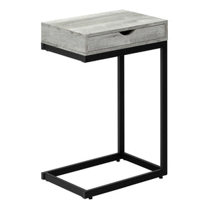 Monarch Specialties Accent Table, C-shaped, End, Side, Snack, Storage Drawer, Living Room, Bedroom, Grey Laminate, Black Metal, Contemporary, Modern Grey,Black, Black Laminate,Particle Board,Metal I 3407